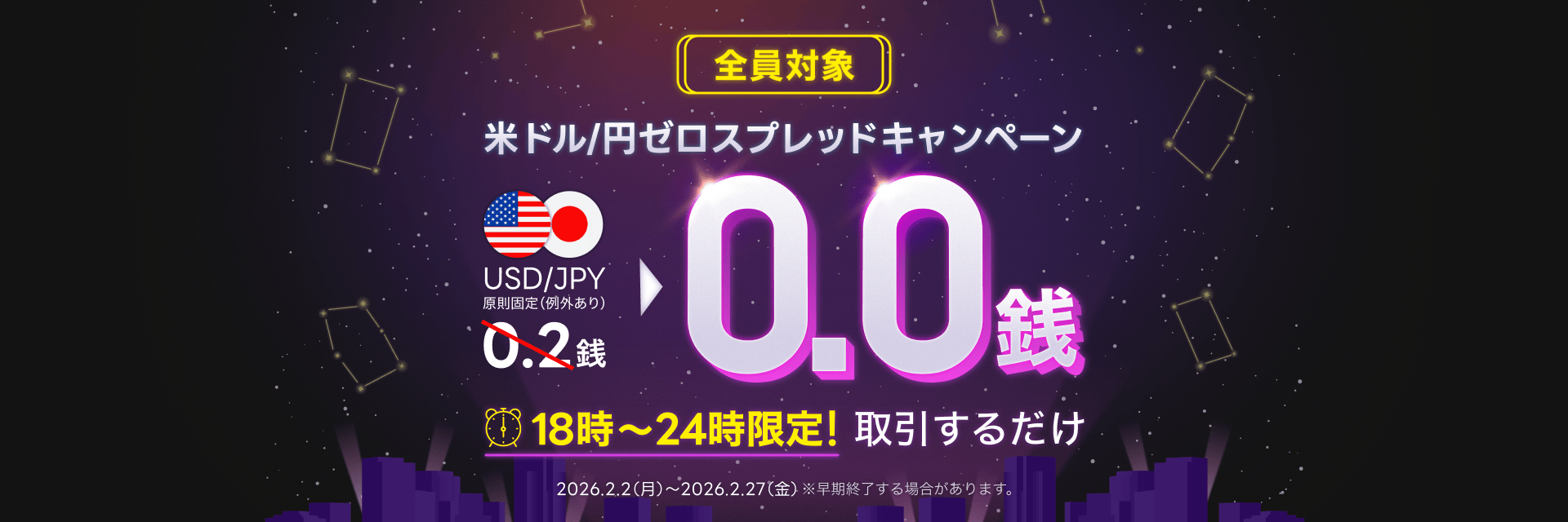 米ドル/円ゼロスプレッドキャンペーン